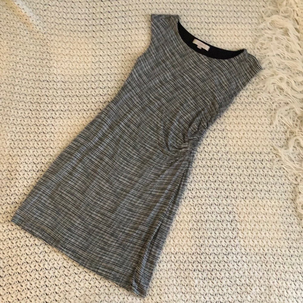 Loft gathered waist cap sleeve dress, size M